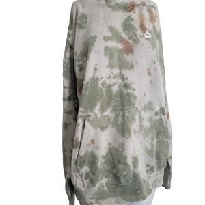 Nike Large Sweater hoodie tye dye pocket logo pullover crewneck longsleeve flaw